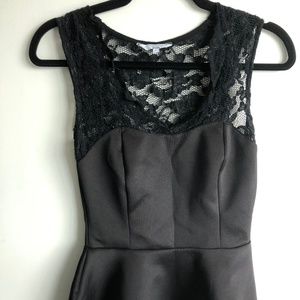 Black Peplum Lace Top - Size XS